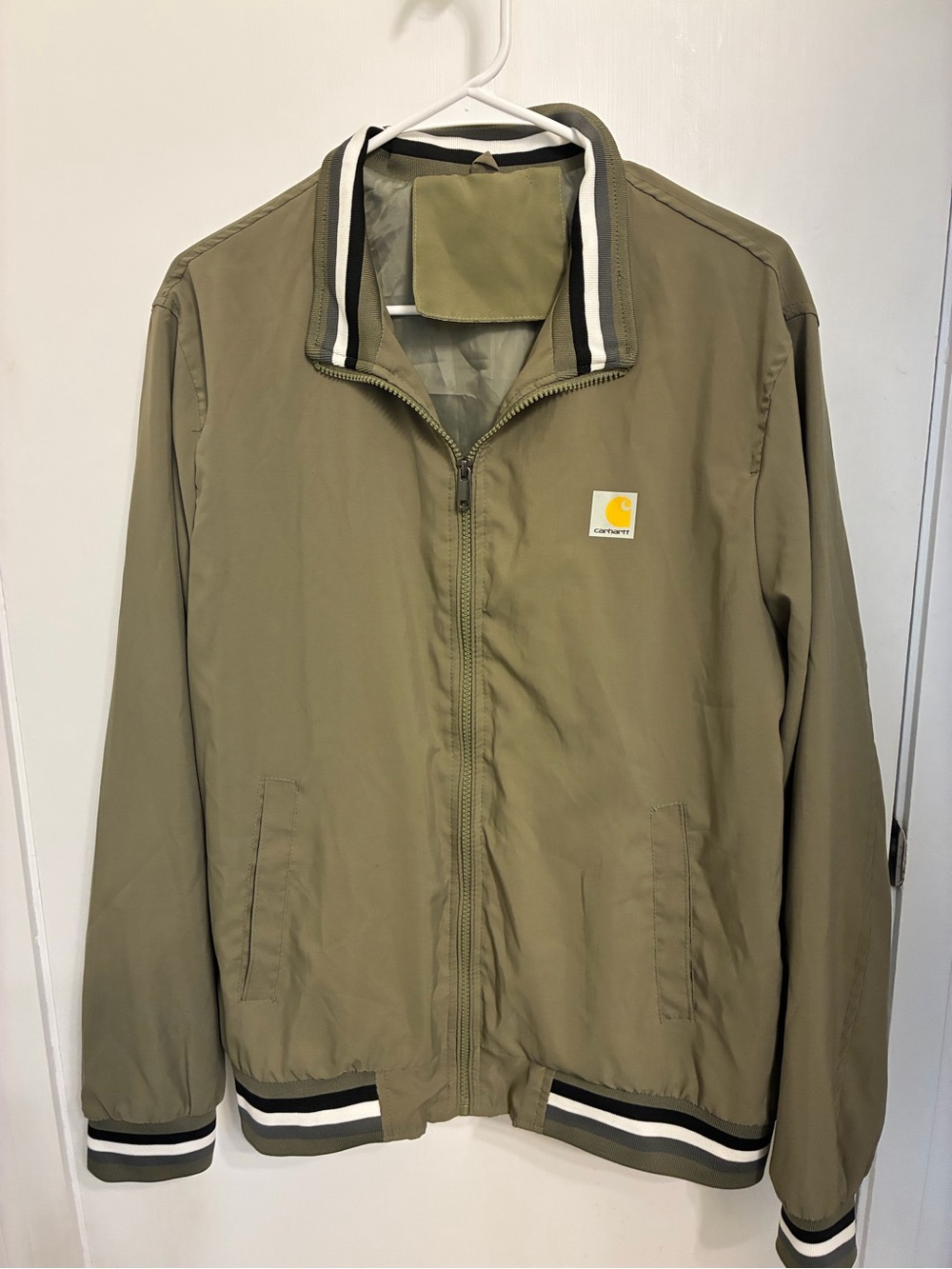 Carhartt - Olive Green Lightweight Zip Up Bomber Jacket. Unisex.